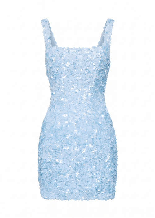 Let Love Grow Sequin Mini Dress - Blue - Dressmezee