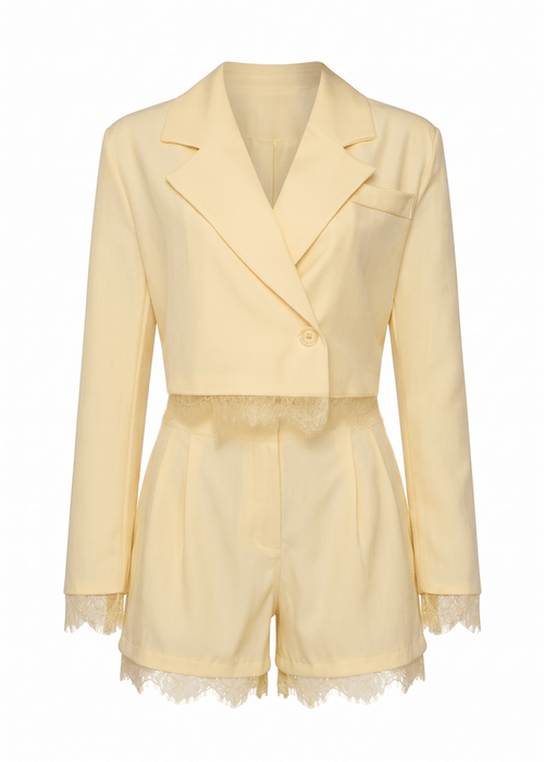 Lemonade Blazer And Short Two Piece - Yellow - Dressmezee
