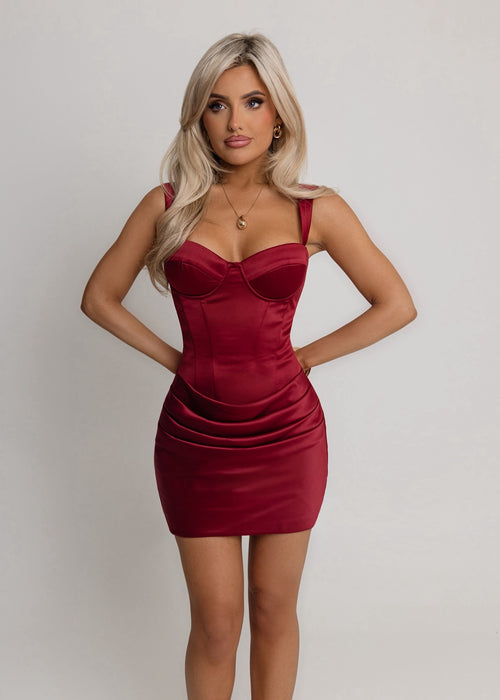 Actually Romantic Corset Mini Dress - Wine