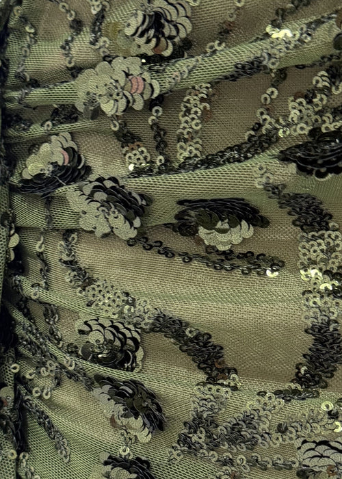 All Eyes On You Embellished Sequin Two Piece - Olive Green - Dressmezee