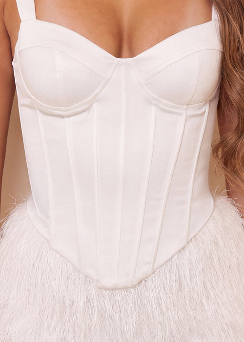 All Yours Satin Corset - White - Dressmezee