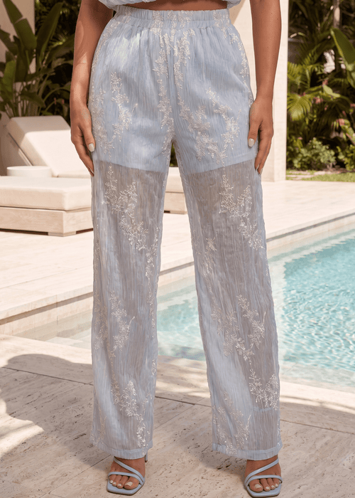 Another Time Print Trousers - Blue - Dressmezee