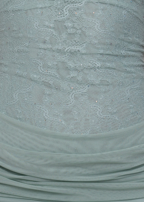 Baby Steps Embellished Mini Dress - Green