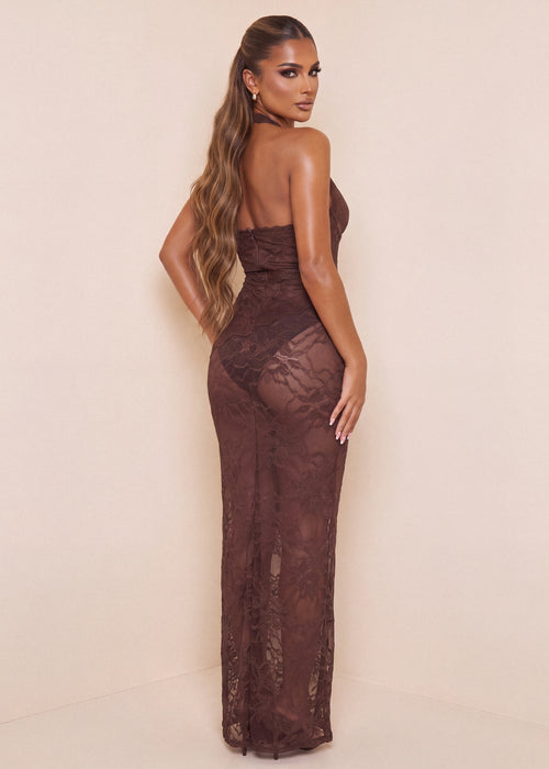Bad Intentions Sheer Lace Two Piece - Brown