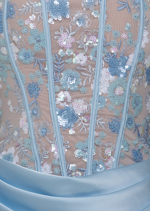 Enchanted Charm Floral Corset Mini Dress - Blue