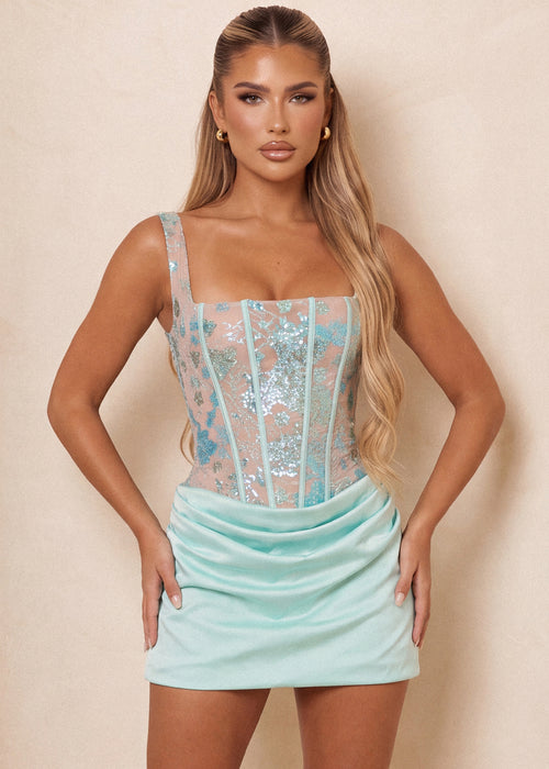 Enchanted Charm Corset Mini Dress - Mint - Dressmezee