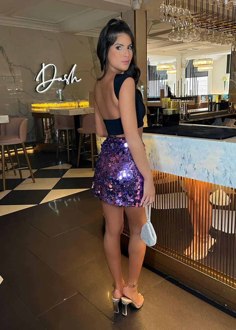 Disco Diva Disc Sequin Skirt - Purple