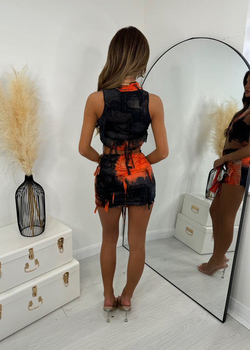 Trust In Me Mesh Two Piece - Orange/Black