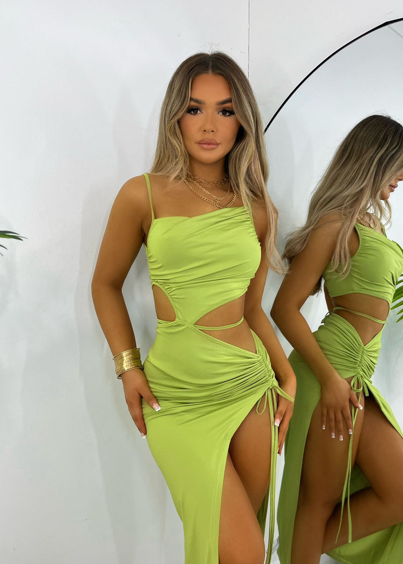 Natalia Cut Out Midi Dress - Green