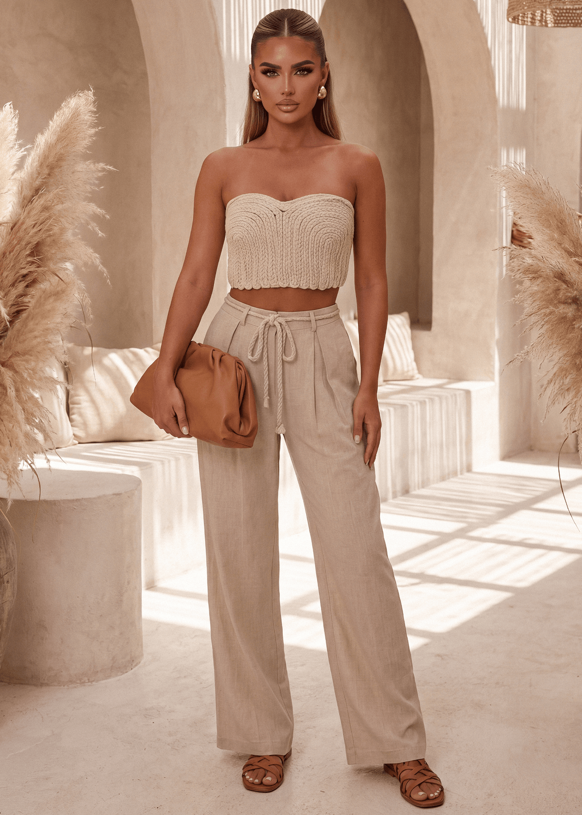 Feel Alive Crochet Crop Top & Wide-Leg Pants Co-ord | DressMeZee