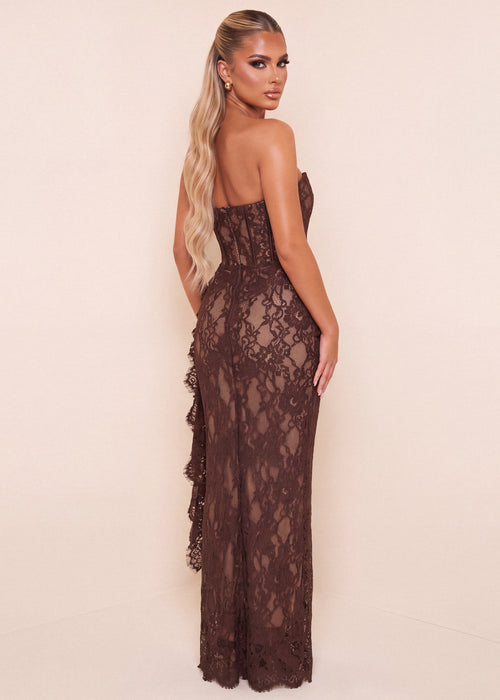Forbidden Love Drape Maxi Dress - Brown - Dressmezee