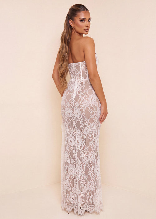 Forbidden Love Drape Maxi Dress - White - Dressmezee