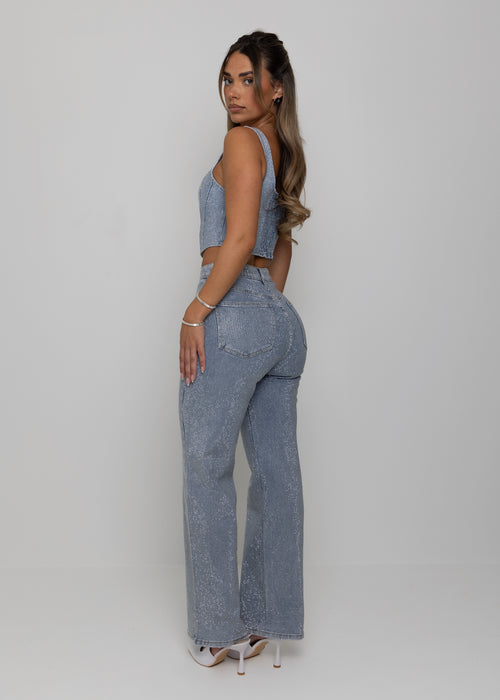 Forever Sparkle Diamante Corset Top - Blue - Dressmezee