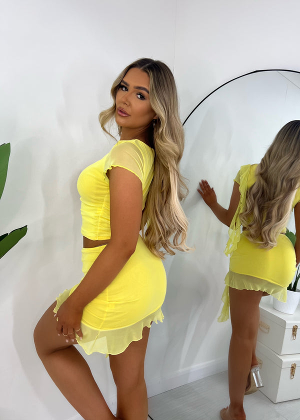 Clocked Out Frill Two Piece - Yellow