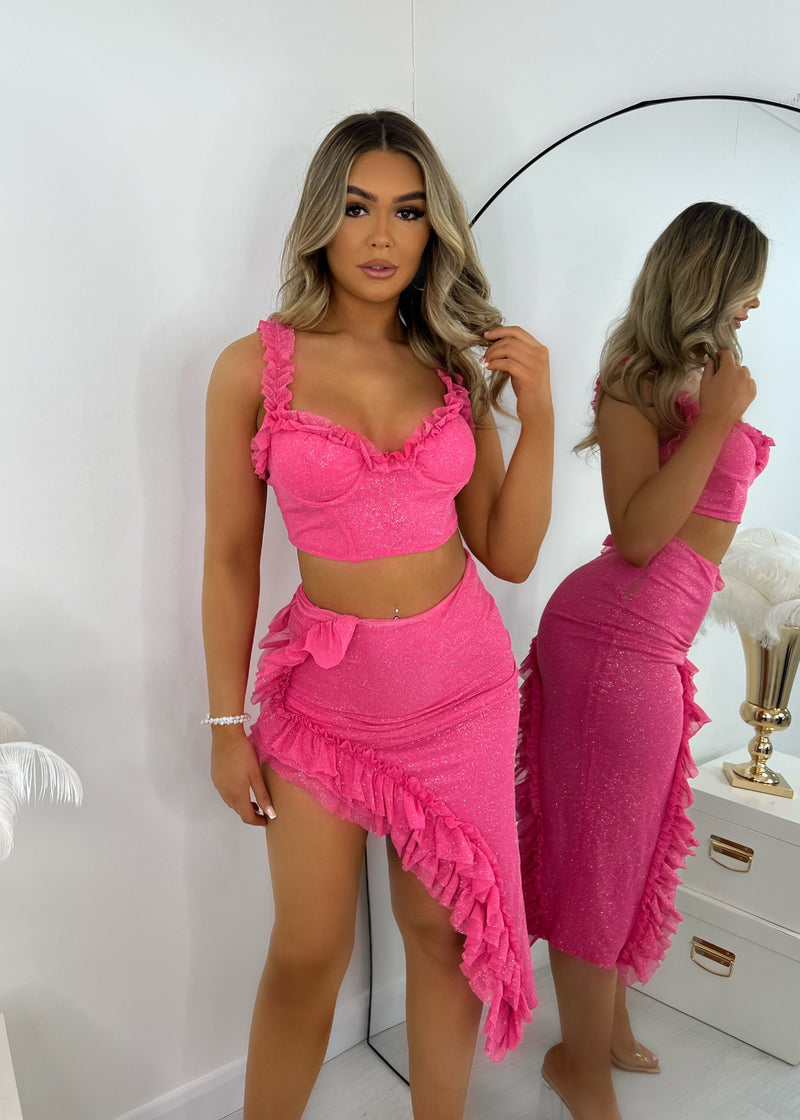 Queen of Paradise Ruffle Detail Two Piece - Pink