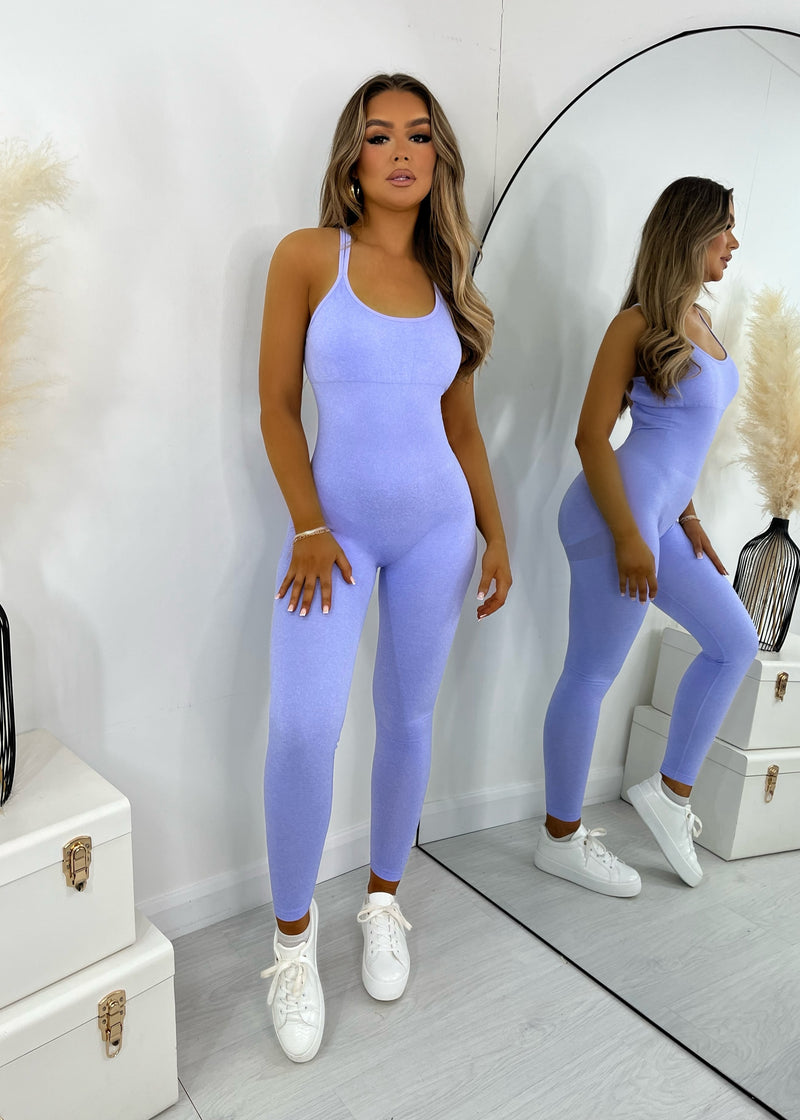 Quick Mover Cross Back Active Jumpsuit - Lilac