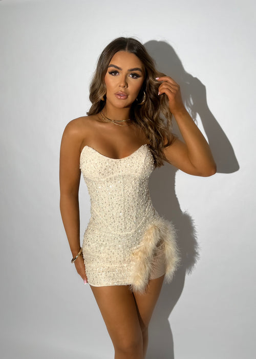 Under the Spotlight Mini Dress - Pearl