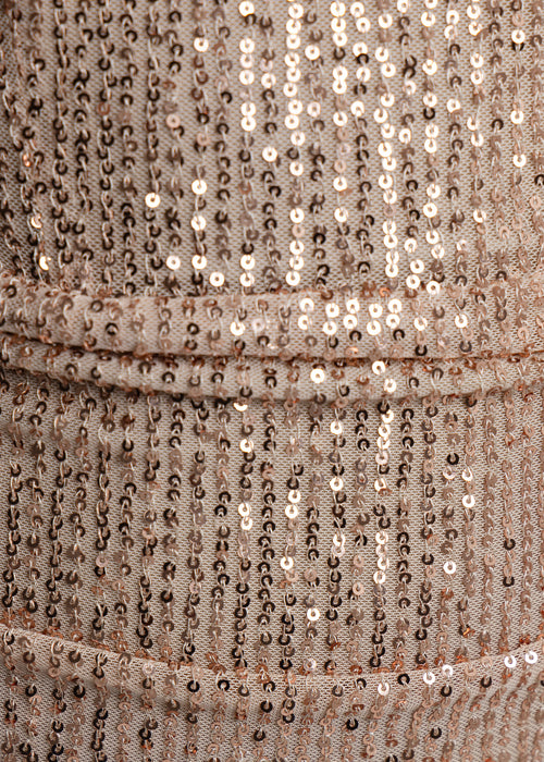 Iconic Fantasy – Pailletten-Minikleid mit Wasserfallausschnitt – Roségold