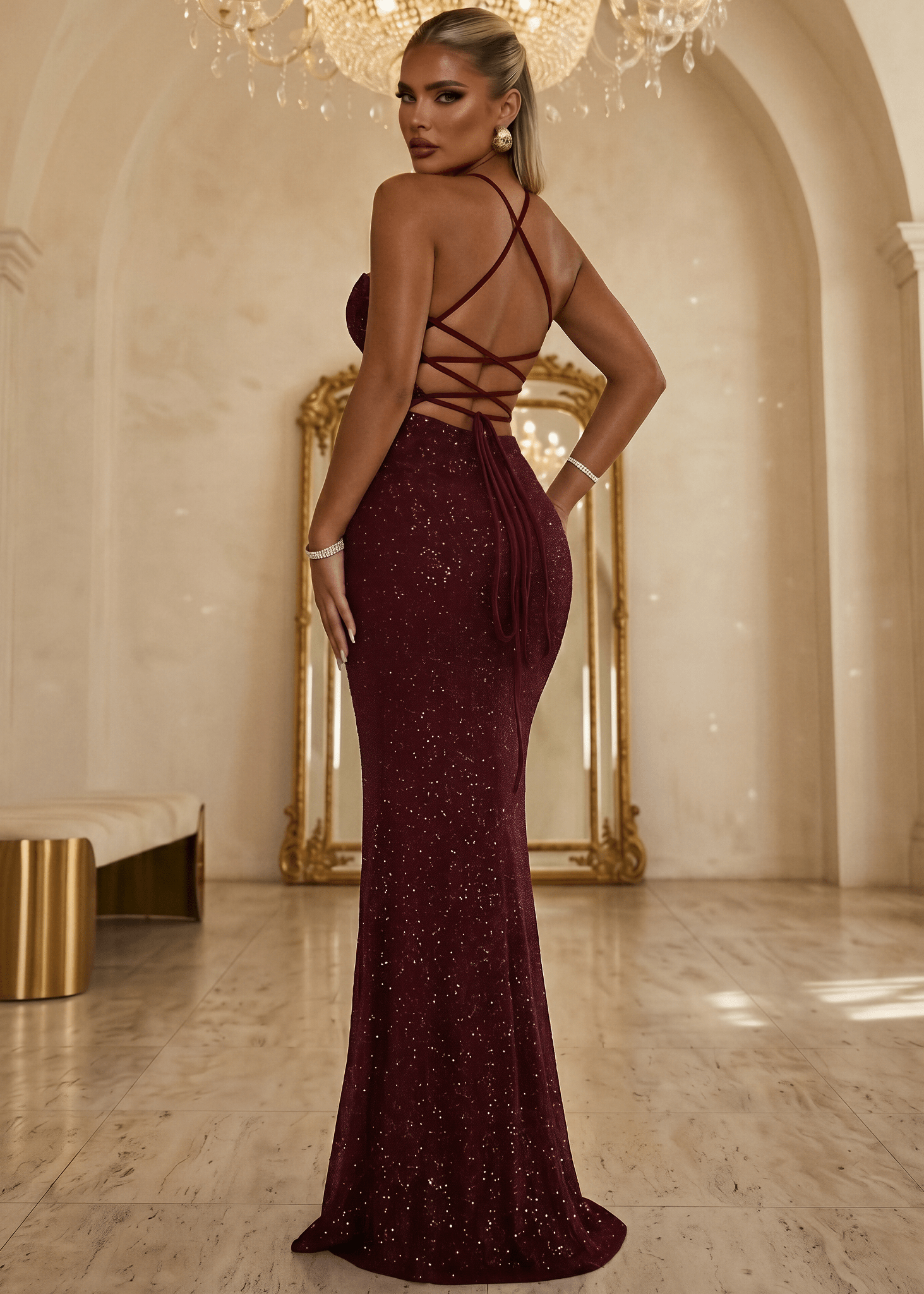 In The Spotlight Maxi Dress - Elegant Burgundy