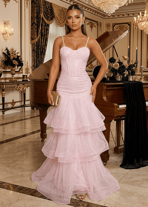 Infectious Energy Sequin Gown - Pink - Dressmezee