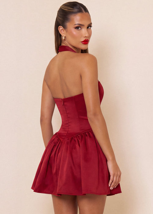 Lift You Up A-Linien-Minikleid - Weinrot
