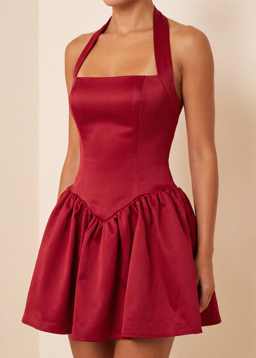Lift You Up A-Linien-Minikleid - Weinrot