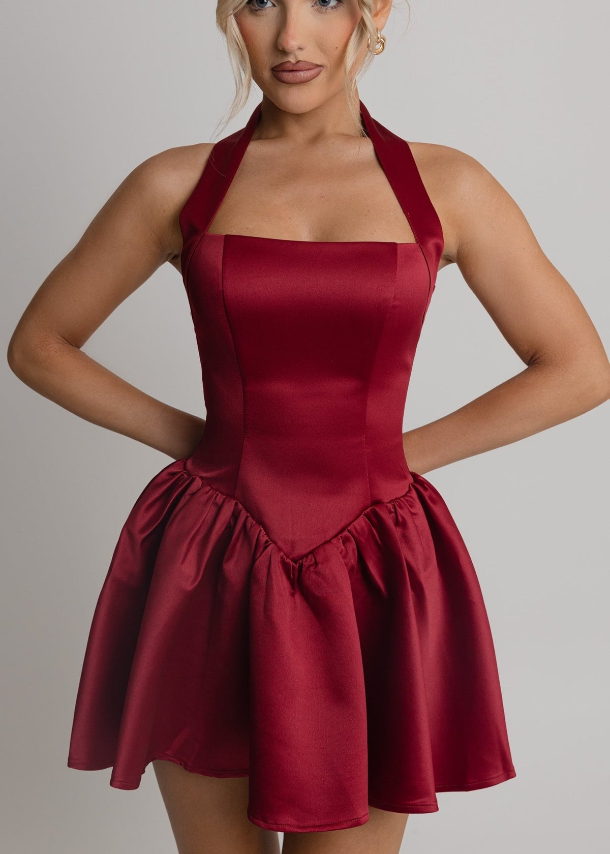 no you hang up mini dress wine Lift You Up A-Line Mini Dress | Square Neck