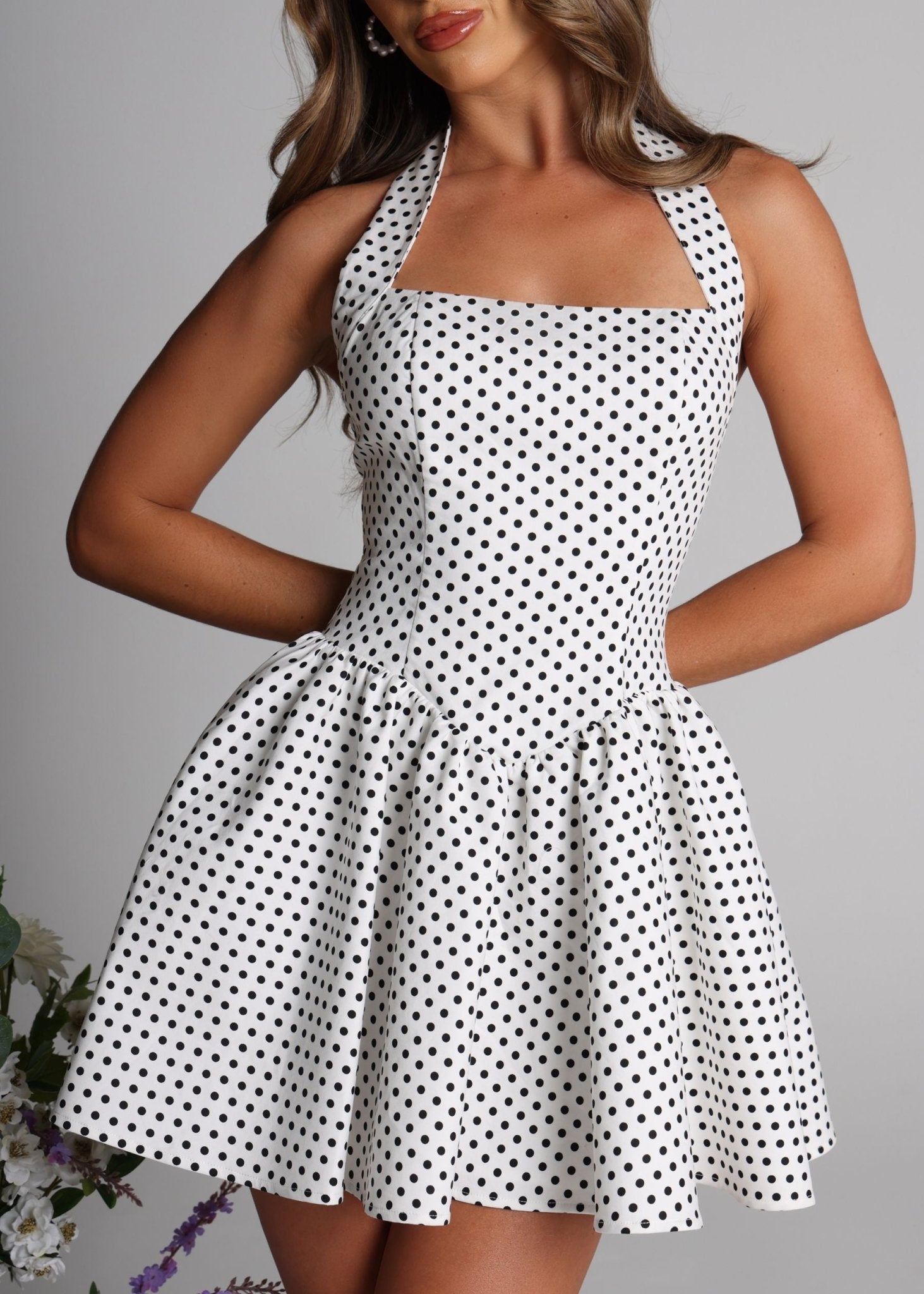 Lift You Up Polka Dot A-Line Mini Dress | Drop Waist | Dressmezee Dressmezee Lift You Up Polka Dot A-Line Mini Dress | Drop Waist | Dressmezee Dressmezee
