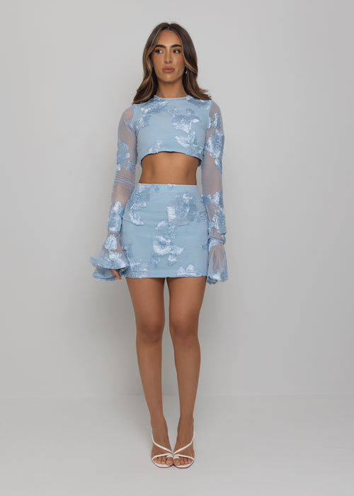 Love Ignited Long Sleeve Two Piece - Blue