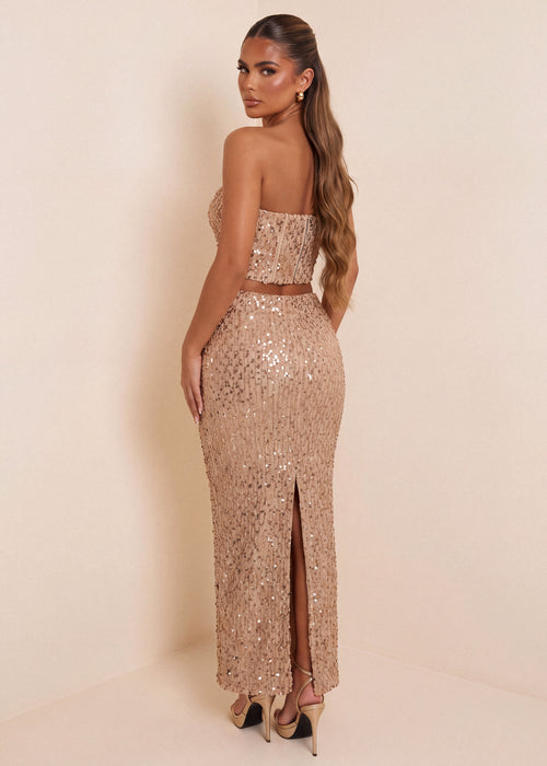 Lost Thoughts Sequin Two Piece - Rose Gold