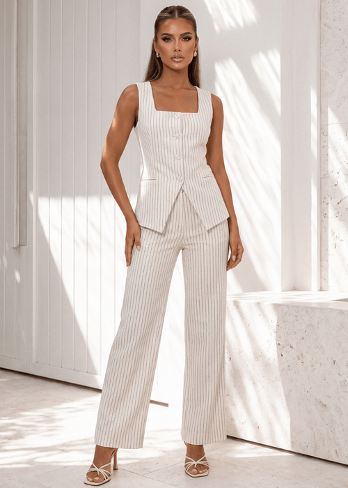 Lost Your Chance Stripe Denim Top - White - Dressmezee