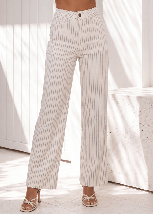 Lost Your Chance Stripe Denim Jeans - White - Dressmezee
