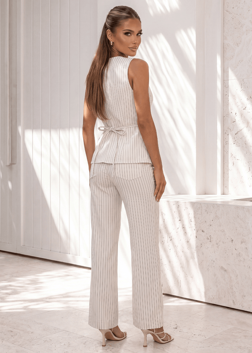 Lost Your Chance Stripe Denim Jeans - White - Dressmezee