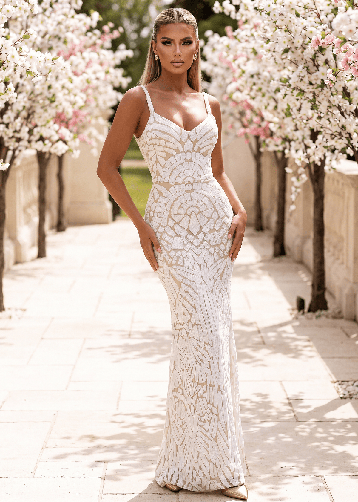 Love In Motion Embellished Maxi Dress - White