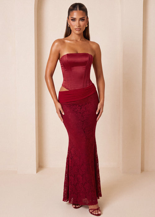 Love Language Corset Maxi Dress - Wine