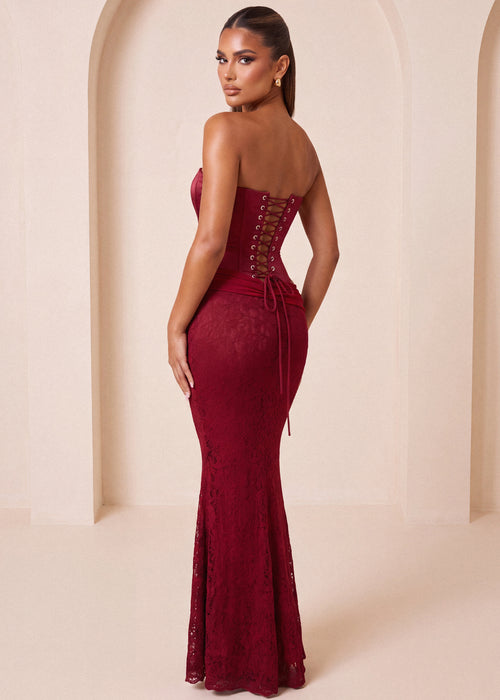 Love Language Corset Maxi Dress - Wine