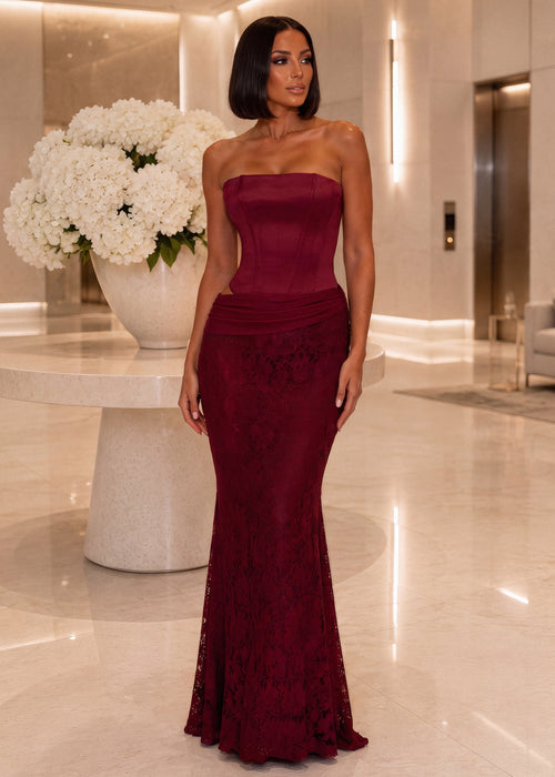 Love Language Corset Maxi Dress - Wine