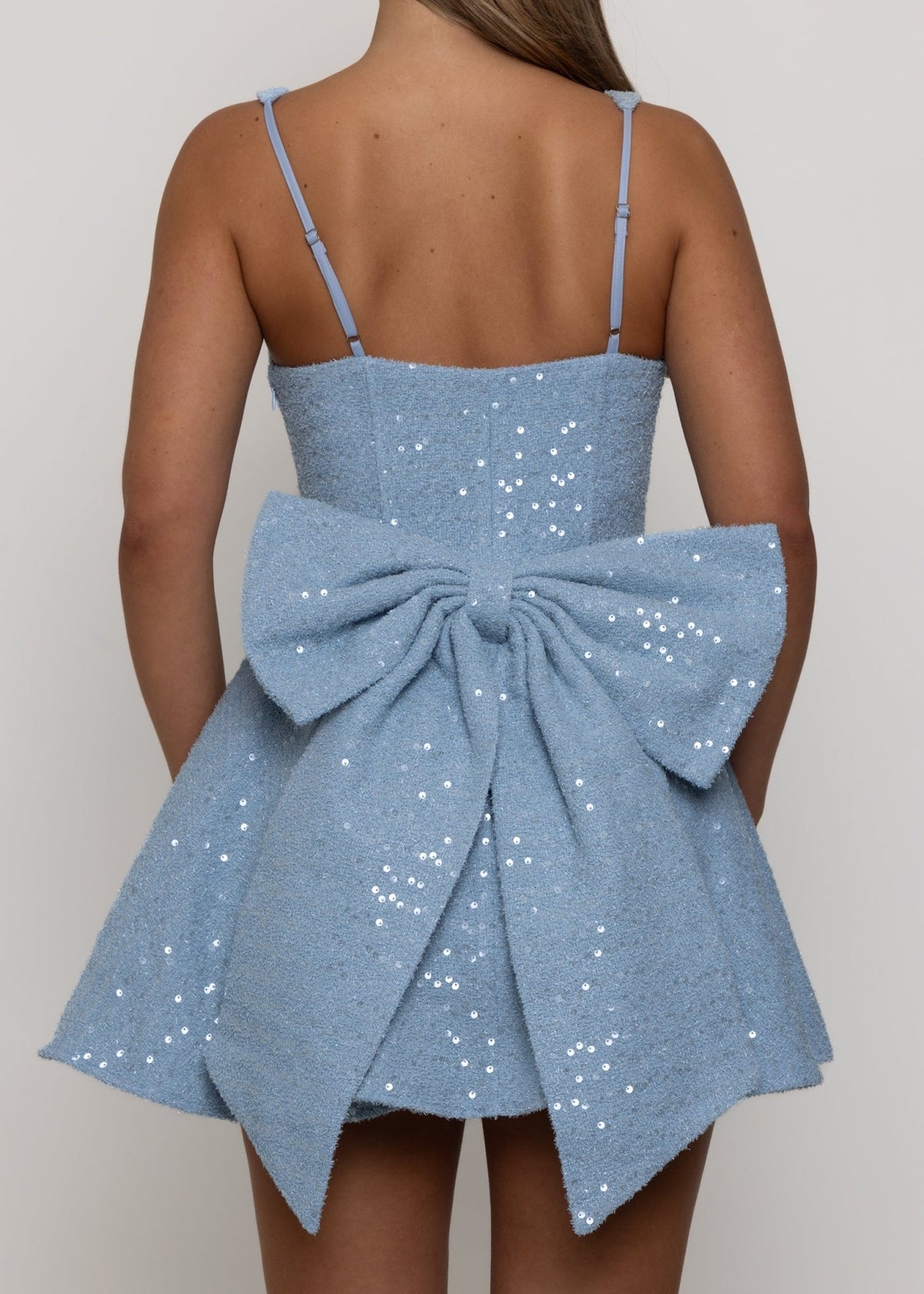 Love Letters Blue Sequin Bow Mini Dress