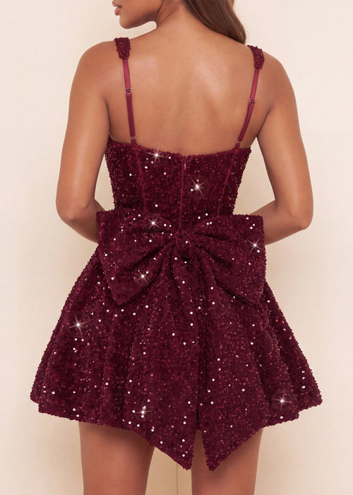 Love Letters Bow Mini Dress - Burgundy