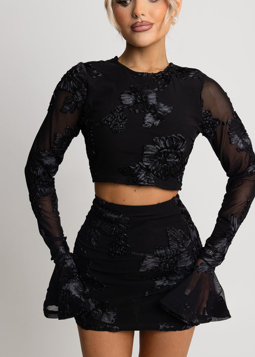 Love Ignited Long Sleeve Two Piece - Black