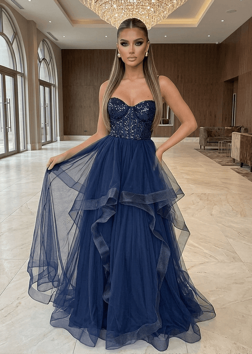 Midnight Shine Gown - Navy - Dressmezee