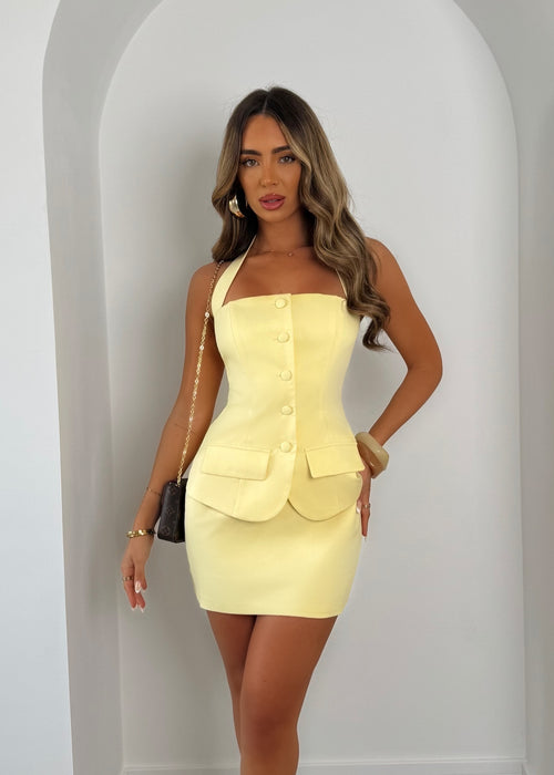 Modern Edge Mini Dress Yellow – Dressmezee - Main Image