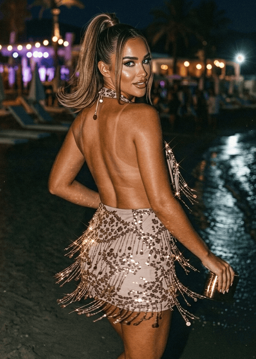 brown tassel dress Alessandras Brown Fringe Dress