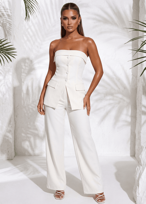 Polished Presence Tailored Trousers - Ecru - Dressmezee