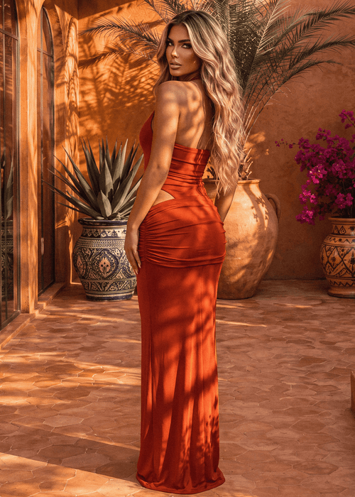 Soft Launch Burnt Orange Cut Out Maxi Dress