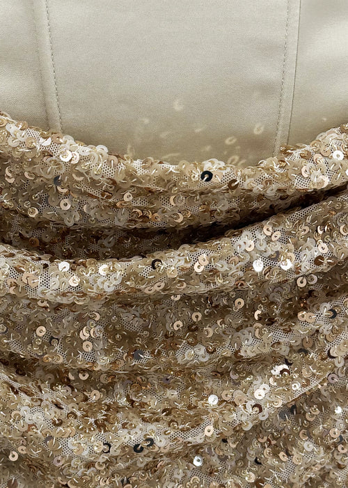 Stolen Glances Gold Sequin Mini Dress - Ivory