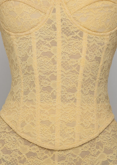 Time After Time Lace Capri Two Piece - Yellow - Dressmezee