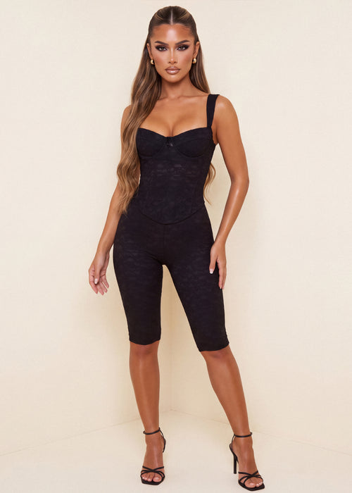 Time After Time Lace Capri Two Piece - Black - Dressmezee