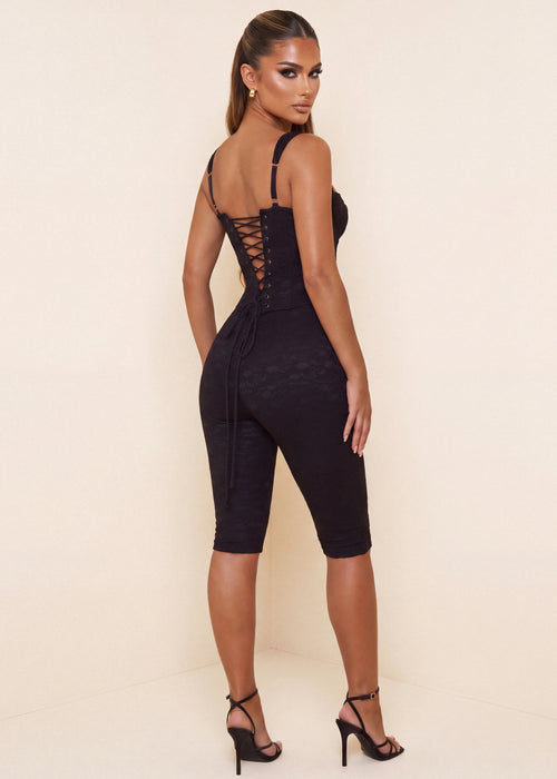 Time After Time Lace Capri Two Piece - Black - Dressmezee