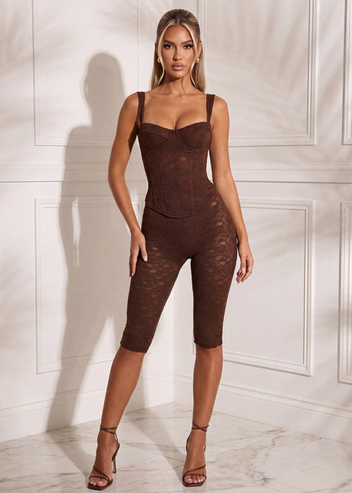 Time After Time Lace Capri Two Piece - Brown
